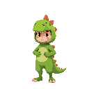 a man with dinosaurus costume cute green costume