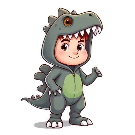 a man with dinosaurus costume cute