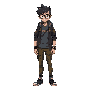 a nerd cyberpunk university student