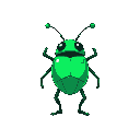a computer bug like a giant green pixel bug like an videogame enemy