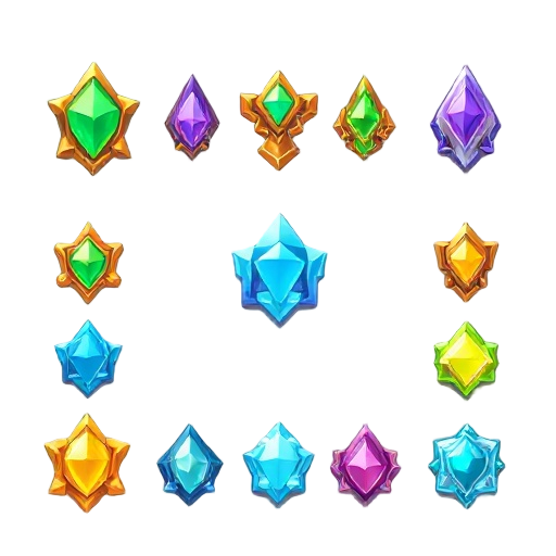 10 variations of the jewel bless from the game muonline