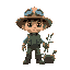 a boy farmer but cyberpunk theme