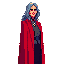 a red wizard woman with gray hair 