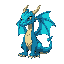 majestic blue dragon with teal wings, sitting regally. 