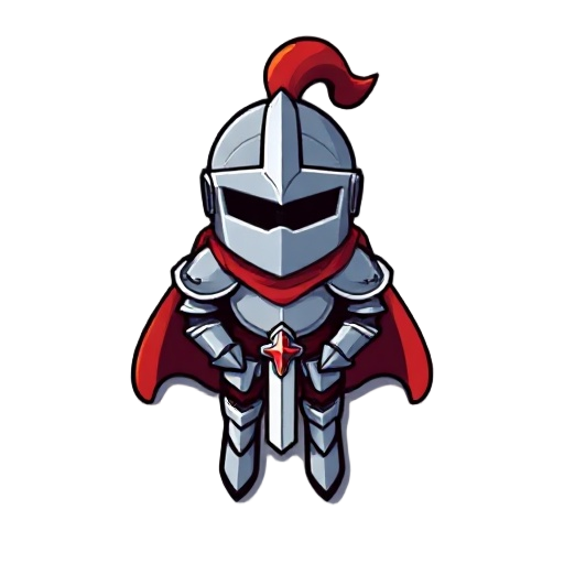 pixel knight in armor with a red cape