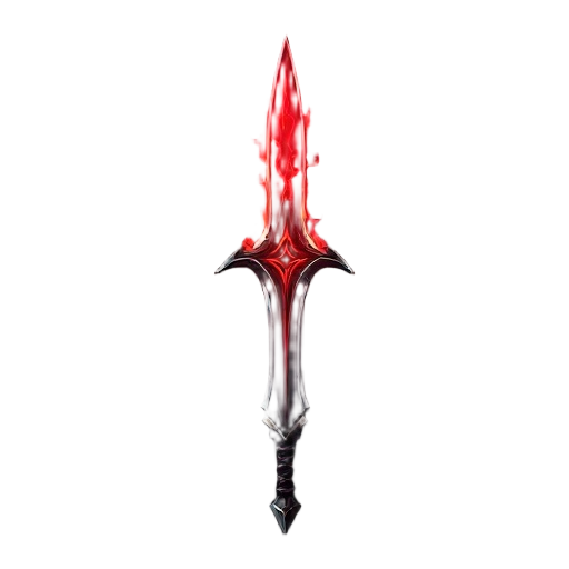 an dark fantasy sword with an red soul on it