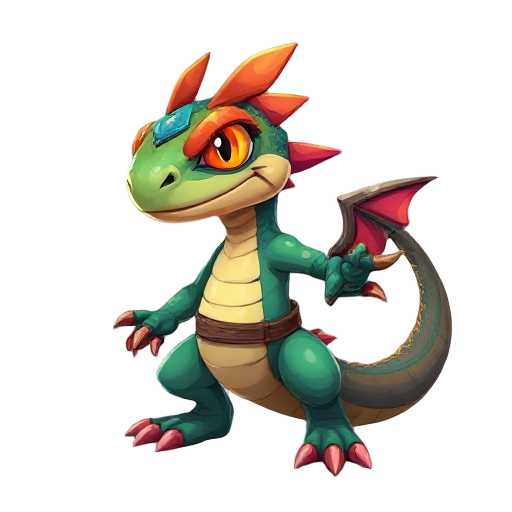 create a humanoid salamander character for a 2d fantasy game, with vibrant colors and a warrior look.