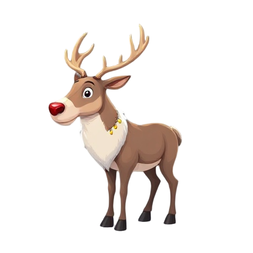 anthropomorphic reindeer, with thick snow coat, the reindeer has