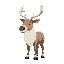 anthropomorphic reindeer, with thick snow coat, the reindeer has