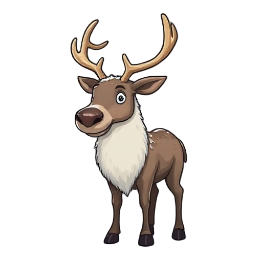 anthropomorphic reindeer, with a thick coat from the snow, the reindeer has to look...something deplorable.