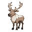 anthropomorphic reindeer, with thick snow coat, the reindeer has