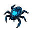 six-legged armored creature with iridescent shell	blue-black carapace, six segmented legs, scuttling posture, insect-like mandibles	centered, no background, perfect top-down angle	high detail, sharp edges, game-ready sprite, vibrant colors			