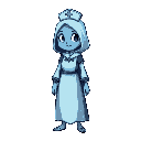 medieval nurse ghost, blue colors