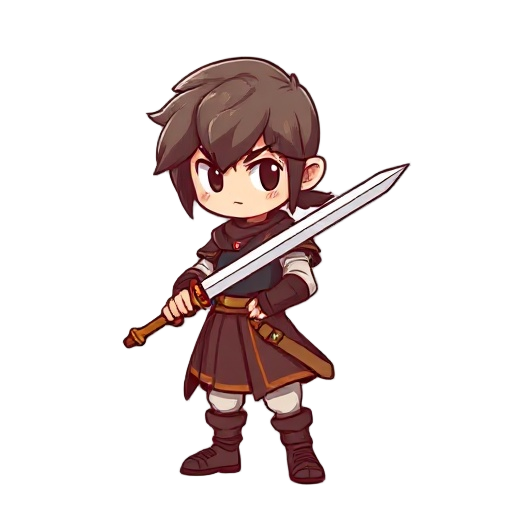 warrior, cute, long sword, side view