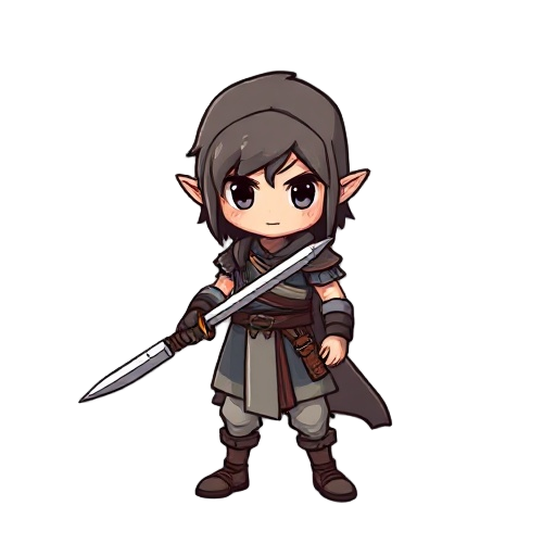 warrior, cute, long sword