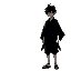 a 17 years japanese teen stands in silhouette. he wears a traditional, slightly tattered kimono, worn from countless journeys and hardships.