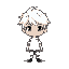 small chibi anime boy with white hair, clean simple art 