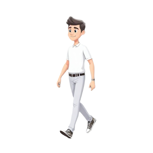 white man, walking 