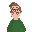 a tall, heavyset man with receding hair, a broad face, glasses, a green sweater, and a silly smile.