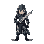 charcter of a sci fiction game that holds a sword