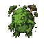 a mossy, slug-like monster with glowing green eyes, dripping slime, mushrooms growing on its back, and a hunched, organic body. 