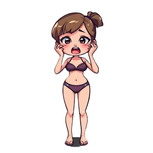 a girl in panties and bra cries