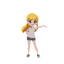 a girl hair yellow full body t pose 
