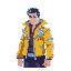 stylish cyberpunk guy in yellow jacket