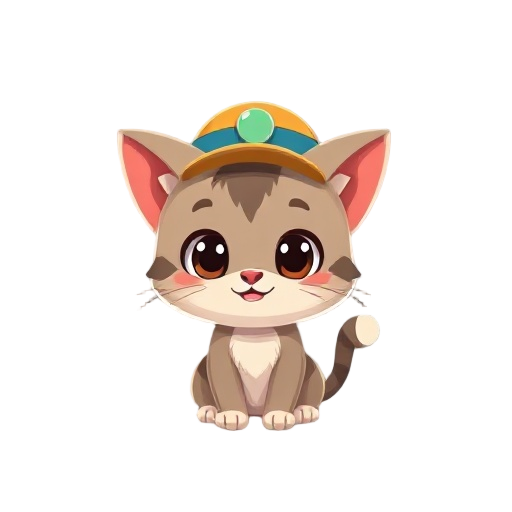 cute little cat with a hat