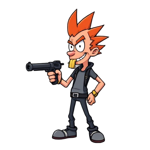 spike spigel looking at left with his gun pointed at 180 degree and cigrate in mouth