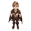 a male character, with short messy light brown hair, wearing a white shirt, he has leather armor on his shoulders, wearing cape, leather pants, and leather boots