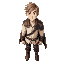 a male character, with short messy light brown hair, wearing a white shirt, he has leather armor on his shoulders, wearing cape, leather pants, and leather boots