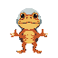  32x32 pixel astronaut frog trying to go to space. the frog has a mix of red and green colors and wears a small space helmet. it has a determined but slightly playful expression. its hands ar positio