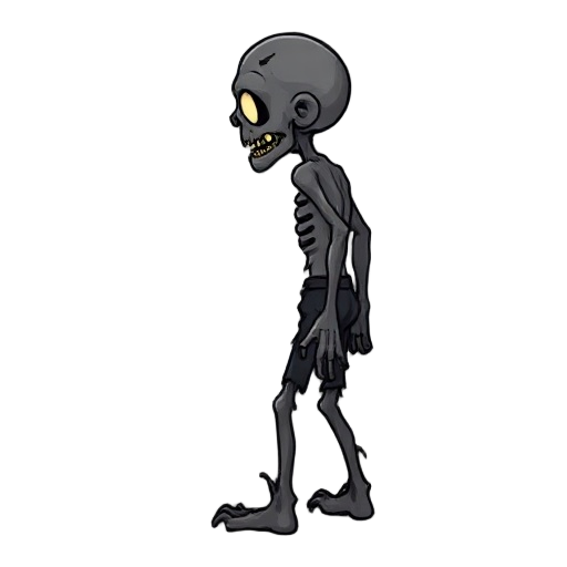 decayed black zombie from the side