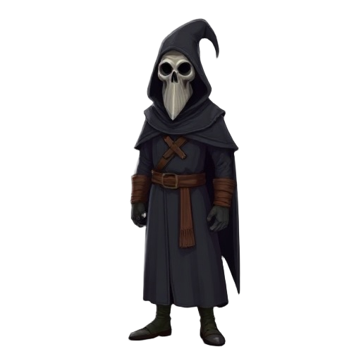 medieval plague doctor wearing black from the side