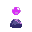 a purple magic orb floating above a stone