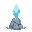 an ice crystal placed above a stone base. the ice crystal emanates frost around it
