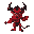 a demon brute colored red with black horns and evil eyes. he carries a club as weapon