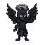 dark grim void angel boss looking at right. everything. wings. rings. eyes.