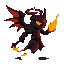 dark grim void angel boss looking at right.  lava flowing through veins, dark knight paladin. floating. everything. wings. rings. eyes. weapon with bright lava cast and  floating in the air. deadly