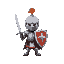 mini knight holding a sword and shield