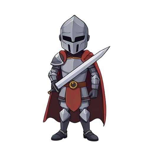 a normal knight with a sword in his hand