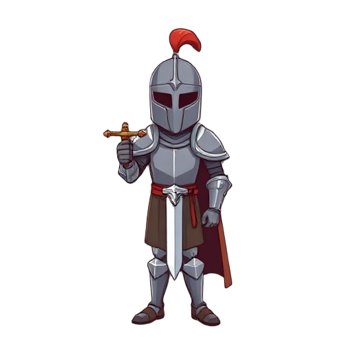 a normal knight with a sword in his hand