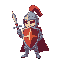 knight with shield and sword and cape