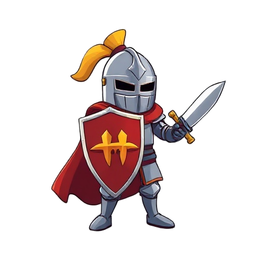 knight with shield and sword and cape