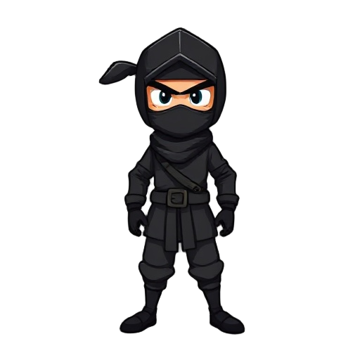 give me a ninja in all black with a felt belt make it designed for a side scrolling platformer