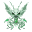 pixel art, 32bit style, anthropomorphic white mantis samurai, jade-colored translucent exoskeleton armor, glowing emerald circuit patterns, retractable scythe-arms with crystalline edges, insect-wing