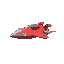 red spaceship with turbo thrusters, side profile