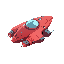 red spaceship with turbo thrusters, side view