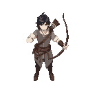a white male archer with black hair